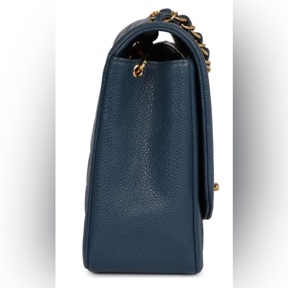 CHANEL Vintage Diana Flap Bag Blue Caviar Gold Hardware Leather Crossbody - Picture 3 of 10